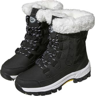Generic Womens Winter Waterproof Snow Boots Mid-Calf Winter Shoes Warm Faux Fur Lining Boots Outdoor Travel Ankle Boots(Black,7.5 UK)