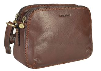 Gianni Conti Gea Made In Italy Italian Womens Small Italian Leather Classic 3 Section Shoulder Handbag (Brown)