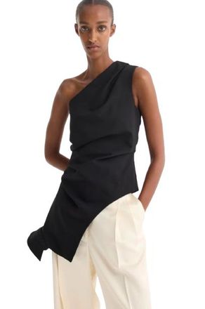 R&oacute;he Rohe Black Wool Blend One Shoulder Top Size 36