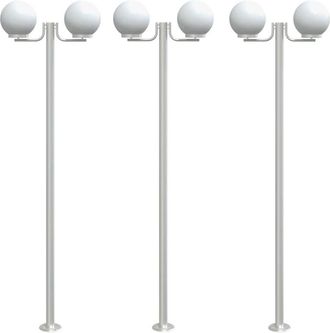 vidaXL Farolas De Exterior 3 Unidades Acero Inoxidable 215 Cm Vidaxl