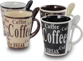 Gibson Bareggio 8 Piece 13 Ounce Coffee Mug with Spoon Set, Service for 4 in Assorted at Nordstrom