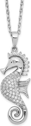 Diamond2Deal Sterling Silver CZ SeahorseNecklace 16 with 2 Ext