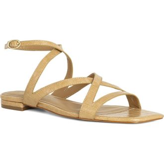 Shushop Cecilia Ankle Strap Sandal in Camel Croco at Nordstrom, Size 6.5