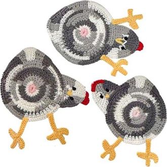 OEM 3 Posavasos Divertidos De Pollo Tejidos A Mano, Posavasos De Ganchillo Para Decoraci&oacute;n