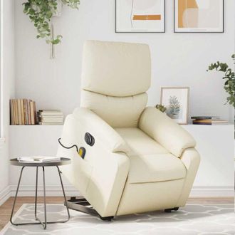 vidaXL vidaXL Poltrona Alzapersona Elettrica Reclinabile Crema in Similpelle