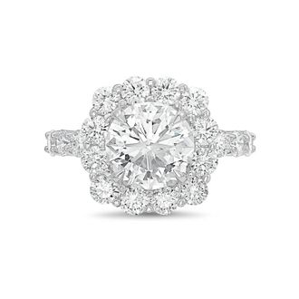 Diana M. Jewels 14kt white gold 4.00cts Lab-Grown Round Diamond Halo Ring with Diamond Band