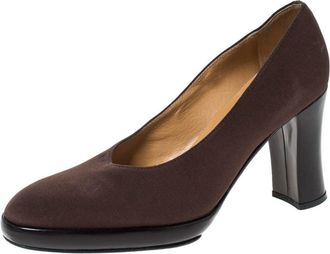 Casadei Brown Fabric Platform Pumps