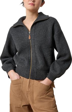 Lilla P Zip Front Wool Polo Cardigan