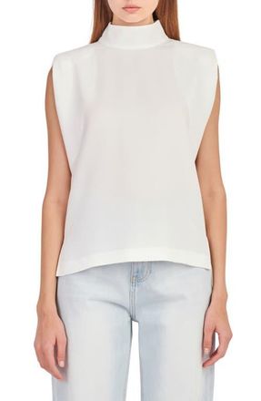 English Factory Shoulder Pad Mock Neck Top in Off White at Nordstrom, Size X-Small