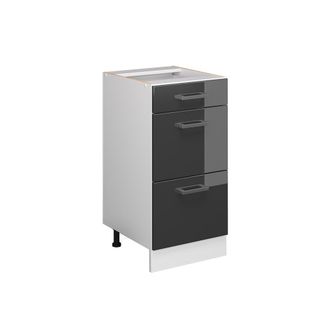 Vicco Mueble Bajo De Cocina R-line, Antracita Alto Brillo, 40 Cm Con Cajones, Sin Encimera, Vicco