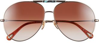 Chlo&eacute; 62mm Aviator Sunglasses in Gold Gold Brown at Nordstrom Rack