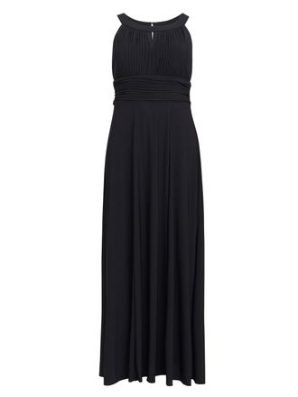 Gina Bacconi Womens Kelsie Ruched Waist Keyhole Neck Maxi Dress - Black - Size 10 UK