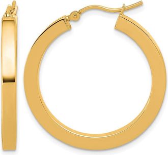 Diamond2Deal 14k Gold 3mm Square Shape Tube Hoop Earrings