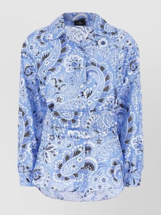 Etro floral silk blend blouse with v neckline