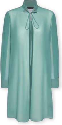 Elena Miro Lange Georgette Blouse - Dames - Blouses - Blauw - L - Polyester - Overhemden