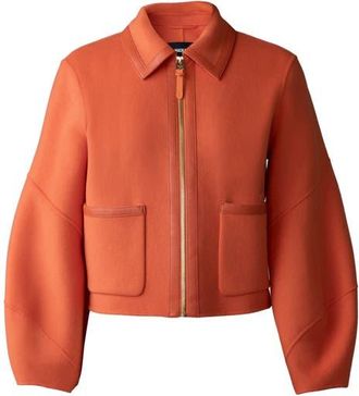Mackage Solana Wool & Leather Jacket in Flame at Nordstrom, Size Large