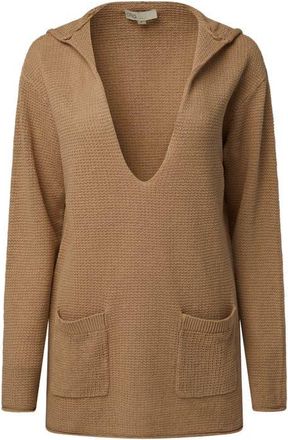 Onia Linen Knit V-Neck Hoodie in Jute at Nordstrom, Size X-Large