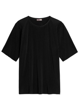 Herno Jersey Plissé T-shirt - Black - S (UK8-10 / S)