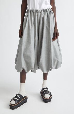 Comme Des Gar&ccedil;ons Yarn Dyed Crop Tropical Wool Balloon Pants in Top Gray at Nordstrom