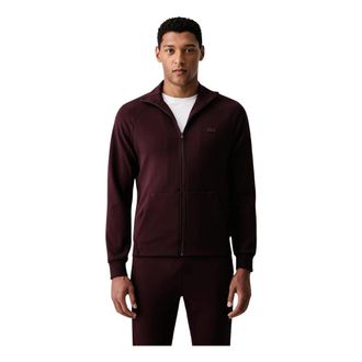 Lacoste Sweatshirt met rits van dubbelzijdig jersey - Heren - Vesten met rits - Bruin - 2XL - Katoen - Hoodies & sweatvesten