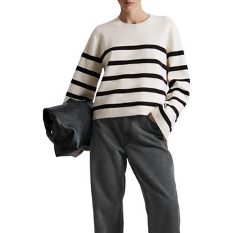 & Other Stories Crewneck Sweater in Off White/Black Stripe at Nordstrom Rack, Size Large