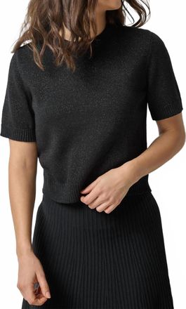 Lilla P Short Sleeve Sparkle Sweater In Black Sparkle