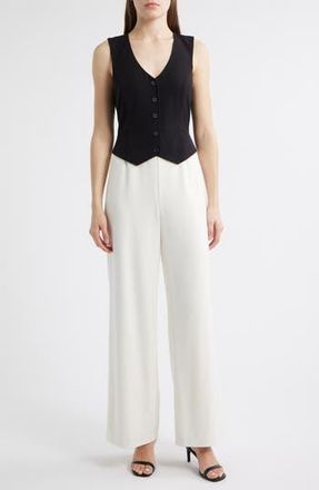 Tahari by ASL Sleeveless Jumpsuit in Ivory Black at Nordstrom Rack, Size 14