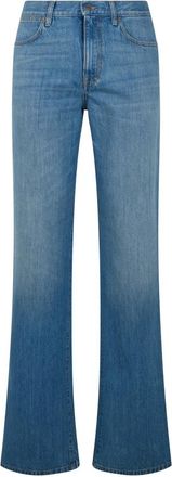 Gucci Geleefd katoenen denim broek - Dames - Flared Jeans - Blauw - W28 - Katoen - Jeans