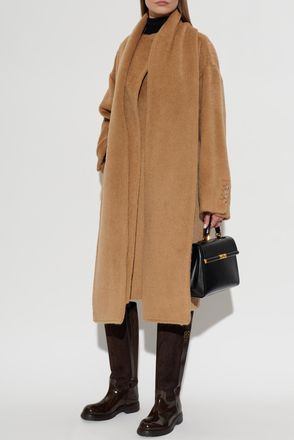 Dolce & Gabbana Wool Coat With Integrated Scarf, Womens, Brown