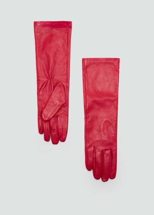 Mango Guanti lunghi pelle follati rosso - Donna - S - MANGO