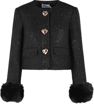 Self Portrait Metallic Boucle Fur Cuff Jacket