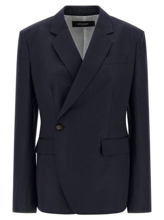 Dsquared2 Blue Solid Notched Lapel Blazer