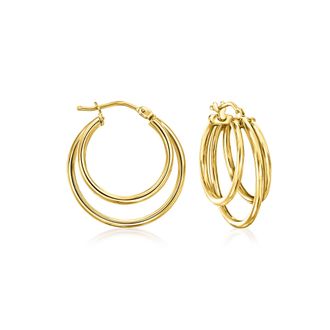 Ross-Simons Italian 14kt Yellow Gold Triple-Hoop Earrings