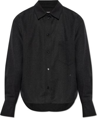 Victoria Beckham Ellys Shirt - Dames - Overhemden - Grijs - XS - Wol - Overhemden
