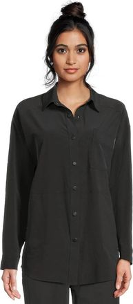 Prana Railay Shirt Women Black Long Sleeve Button-Up Collar Oversized DDR2391