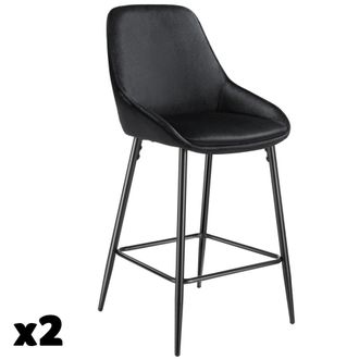 TecTake 2 taburetes altos con respaldo y reposapi&eacute;s, 49 x 54 x 100 cm, negro