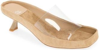 Jeffrey Campbell Muon Kitten Heel Sandal in Beige Suede Clear at Nordstrom, Size 6.5