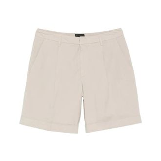 Dondup Casual Shorts, male, Gray, Size: W35 Pleat-Detail Turn-Up Hem Shorts