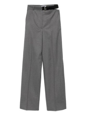 Stella McCartney Grey Belted Flannel Straight-Leg Pants