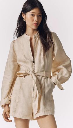 Kivari Linen Belted Romper