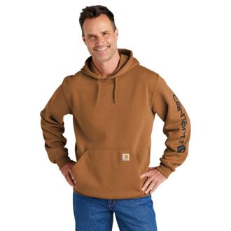 Carhartt Work in Progress Iconic K288 Hoodie Mens Brown Logo Graphic Long Sleeve Pullover POSH062