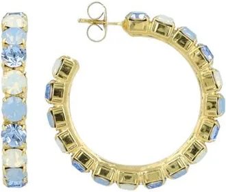 Lott. Gioielli Swarovski Hoop Earrings in Gold with Sapphire Opal Stones in Sapphire Opal/gold at Nordstrom