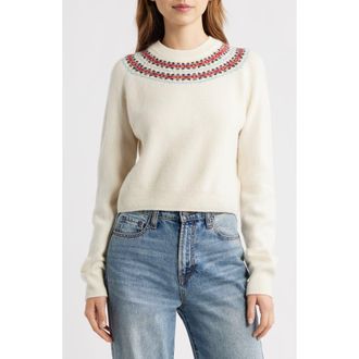 D&ocirc;en Boniface Fair Isle Sweater in Ivory Annecy Fair Isle at Nordstrom, Size Xx-Small