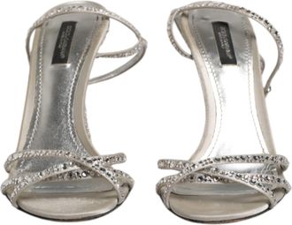 Dolce & Gabbana Silver Strass Ankle Strap KEIRA Sandals Womens Shoes (Pre-Owned)