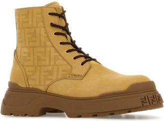 Fendi Beige Logo Ankle Boots