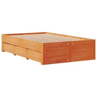 Berkfield Home Durable Bed Frame Frame w/Drawers Wax Brown 135x190 cm Double Sol