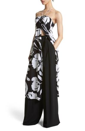 Michael Kors Brushstroke Print Silk Crepe de Chine Dress in 111 Bold Brushstroke Optic at Nordstrom, Size 2