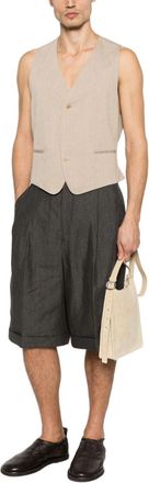 Jacquemus Relaxed Fit Grey Shorts with Cuffed Hem