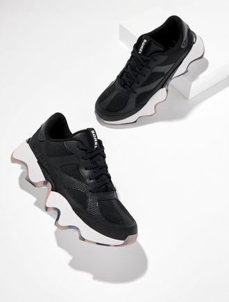 Sorel Leather Mesh Kinetic Array Sneakers - Black/Sea Salt - 10 1/2 M Talbots