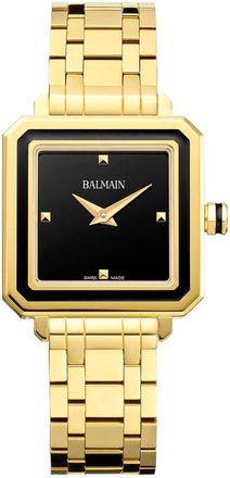 Balmain Squared Bracelet Watch, 32mm in Black/yellow Gold at Nordstrom